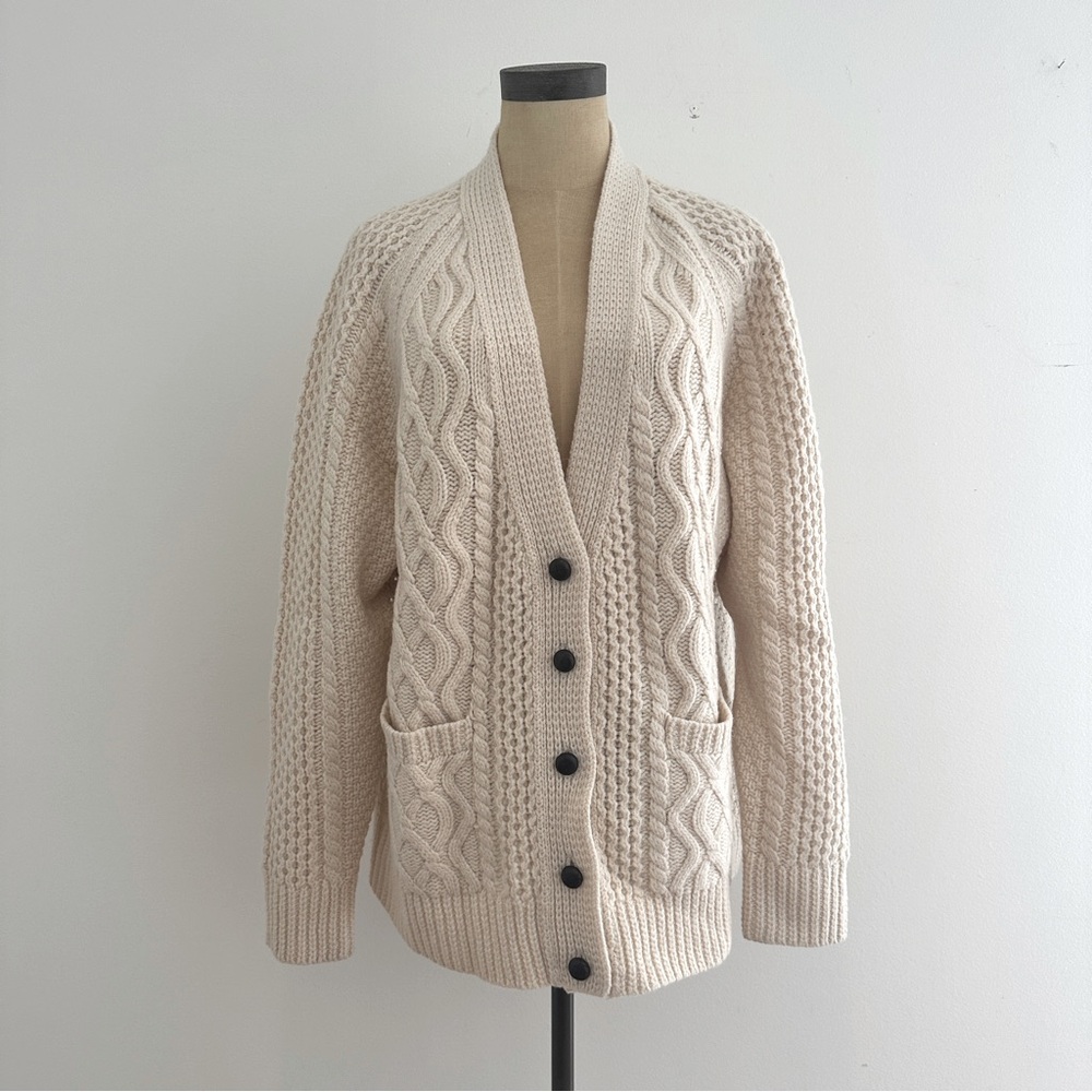 RE/DONE Cream Fisherman Wool Cardigan Size M